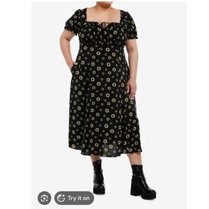 Thorn & Fable Sunflower Empire Midi Dress 4 4X 24/26 Grunge 90s Babydoll Cottage